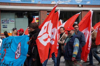 Demo-Block der IG BAU (Foto: IG BAU). Demo-Block der IG BAU (Foto: IG BAU).