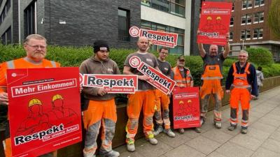 Tarif-Protest auf einer Baustelle in Hamburg Tarif-Protest auf einer Baustelle in Hamburg
