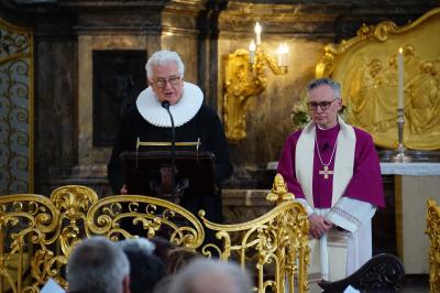Michel-Pastor Alexander Röder und Pfarrer Thorsten Weber. Michel-Pastor Alexander Röder und Pfarrer Thorsten Weber.