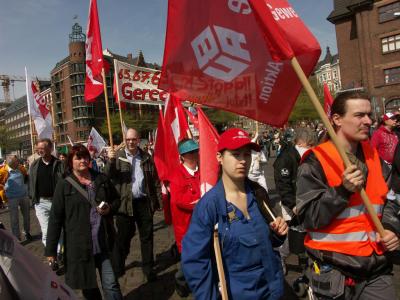 Die IG BAU auf der Mai-Demo Die IG BAU auf der Mai-Demo
