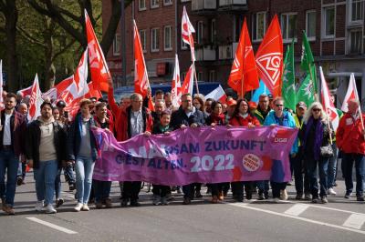 Die Demospitze am 1. Mai in Hamburg. Die Demospitze am 1. Mai in Hamburg.